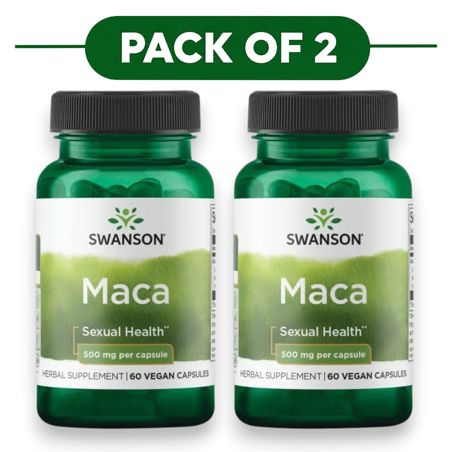 Swanson Maca 500mg 60 Vegan Capsules Pack of 2