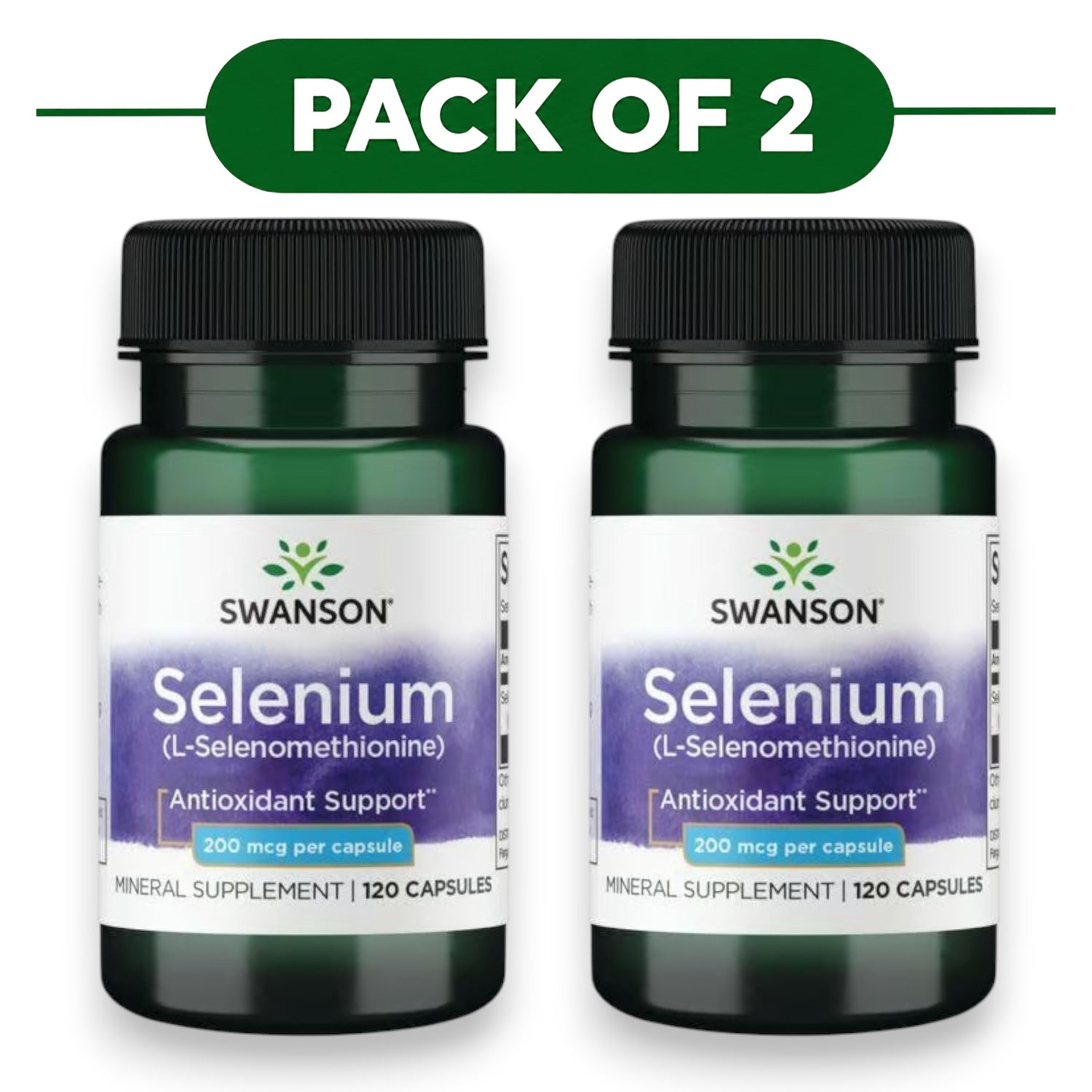 Swanson Selenium L-Selenomethionine 200mcg 120 Capsules Pack of 2