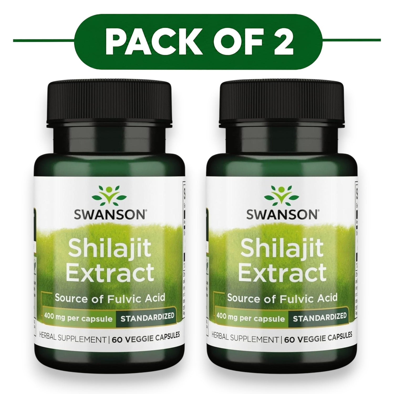 Swanson Shilajit Extract 400mg 60 Veggie Capsules Pack of 2