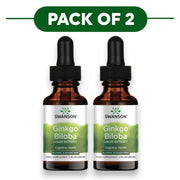 Swanson Ginkgo Biloba Liquid Extract Alcohol & Sugar Free 29.6ml Pack of 2