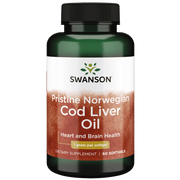 Swanson Pristine Norwegian Cod Liver Oil omega 3 supplement softgel bottle 60 softgels 1000mg