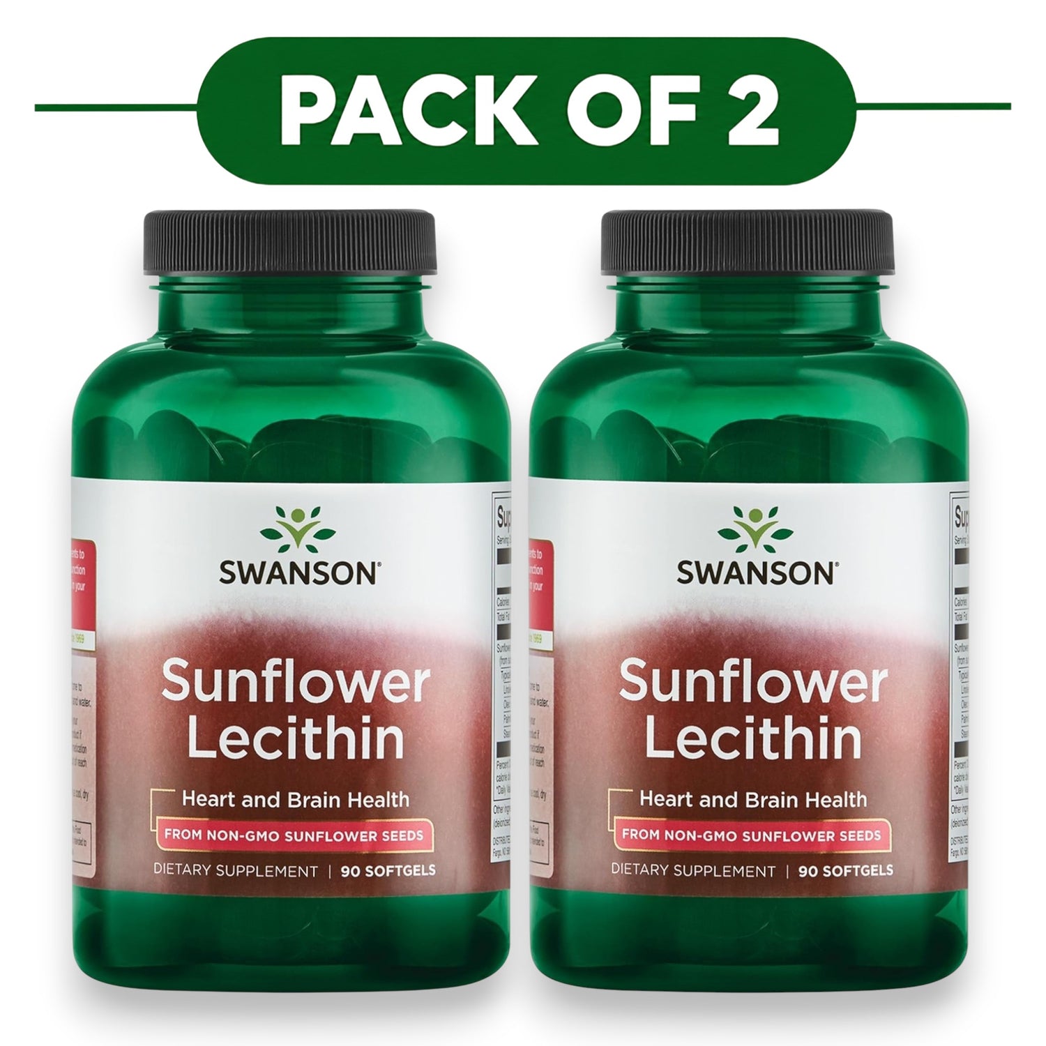 Swanson Sunflower Lecithin 90 Softgels Pack of 2