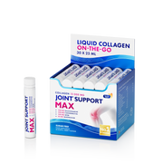 Box of Liquid Collagen On-The-Go with a bottle on a white background
