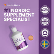 Swedish Nutra Hair Skin and Nails liquid collagen orange flavour 500ml bottle