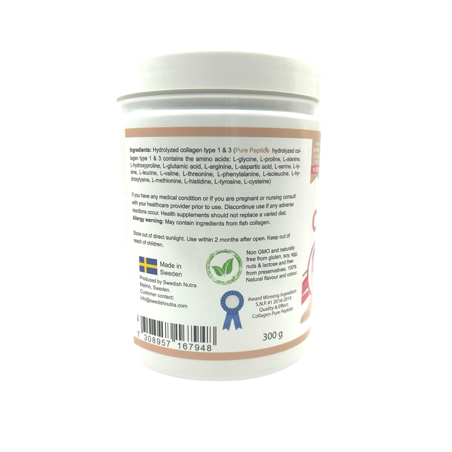 Swedish Nutra Bovine Collagen Powder – 10,000 mg (300g)