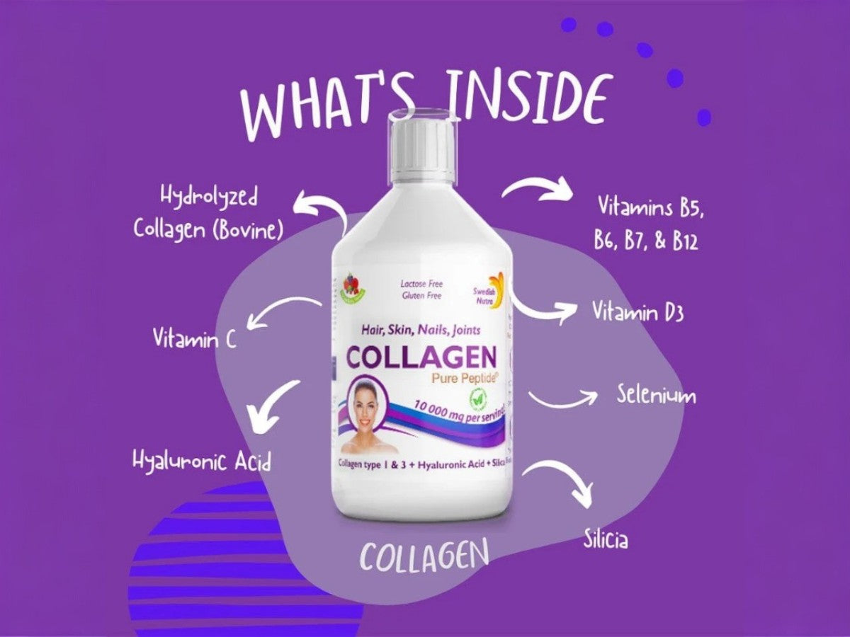 Swedish Nutra Liquid Bovine Collagen – 10,000 mg (500ml, Berry Flavour)