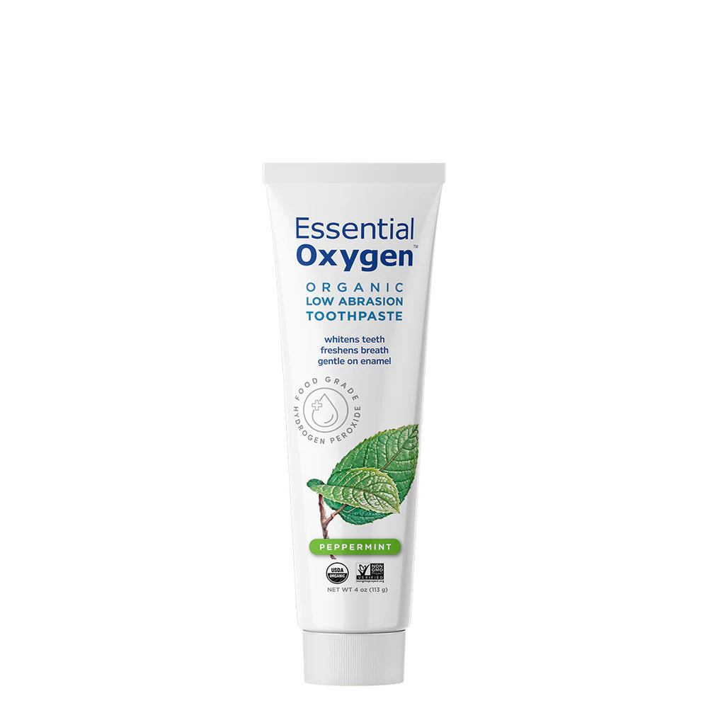 Essential Oxygen BR Organic Toothpaste tube, Peppermint, 113g.