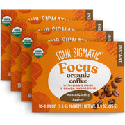 Four Sigmatic Organic Instant Coffee 10 packets, 4 boxes front packaging on white background