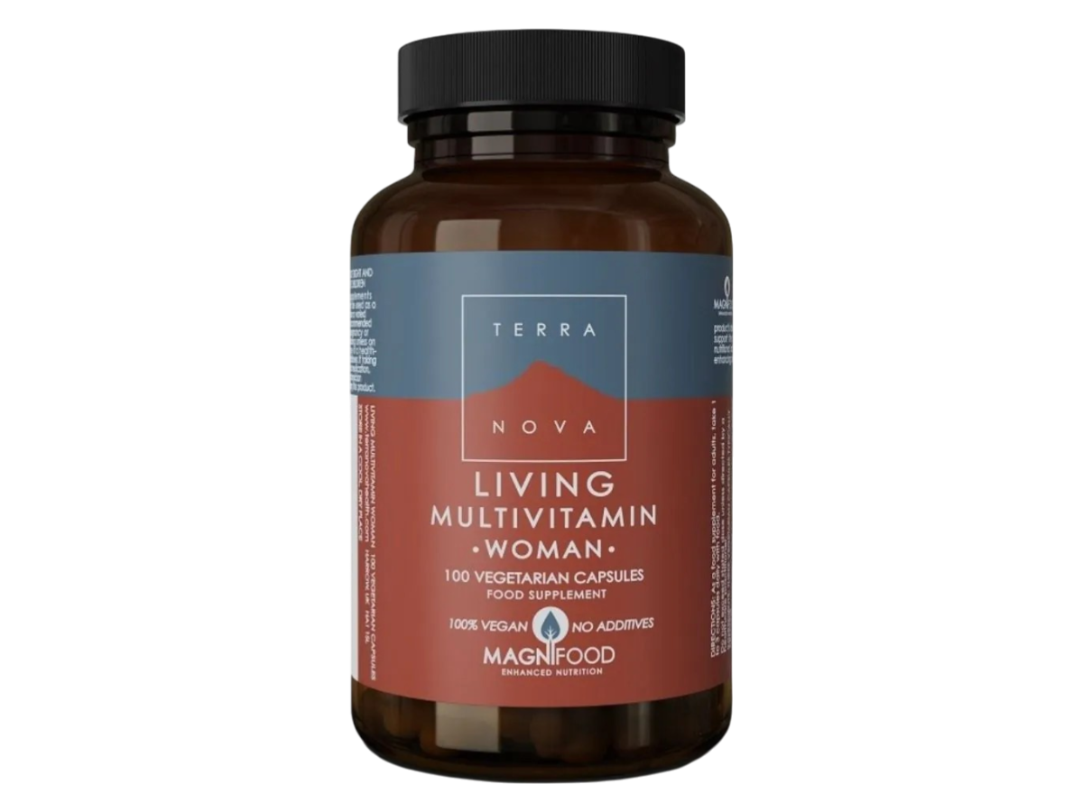 Front image: Terranova Living Multivitamin Woman capsules bottle vegan 100 count