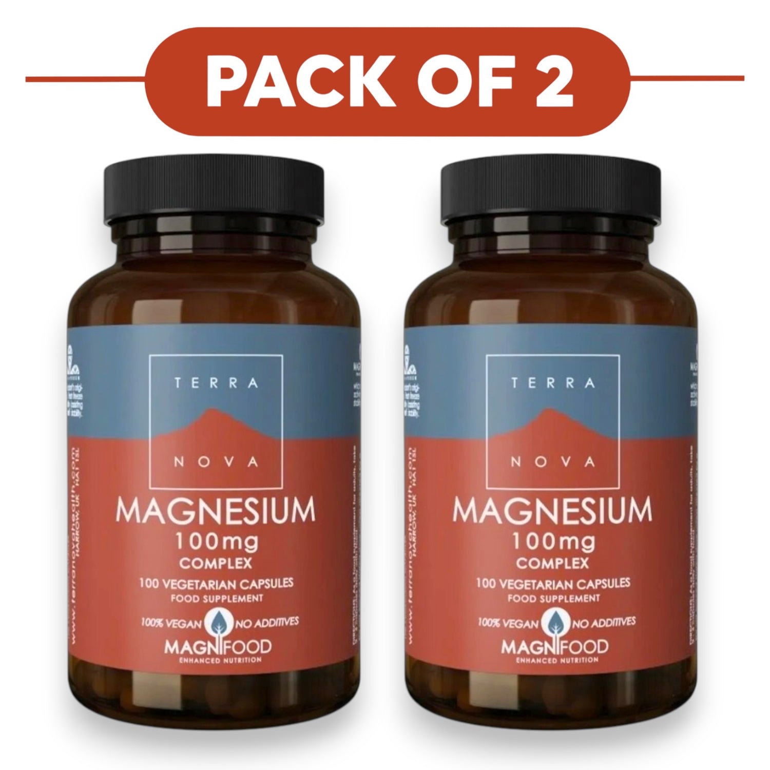 Terranova Magnesium 100mg Complex 100 Vegetarian Capsules Pack of 2