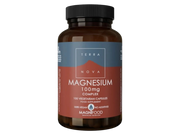 Front image: Terranova Magnesium 100mg Complex capsules bottle vegan 100 count
