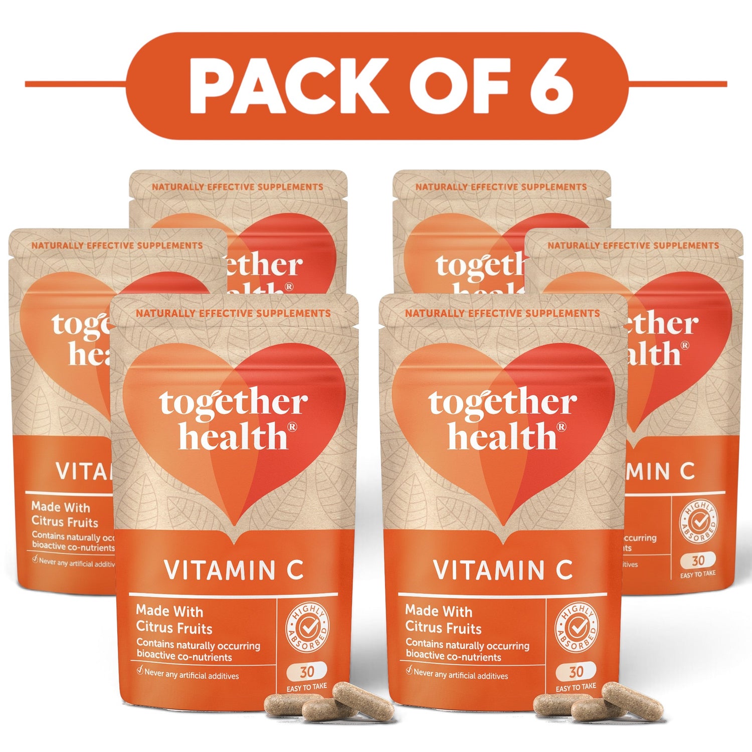 Together Health Vitamin C Made with Citrus Fruits 30 Capsules Pack of 6