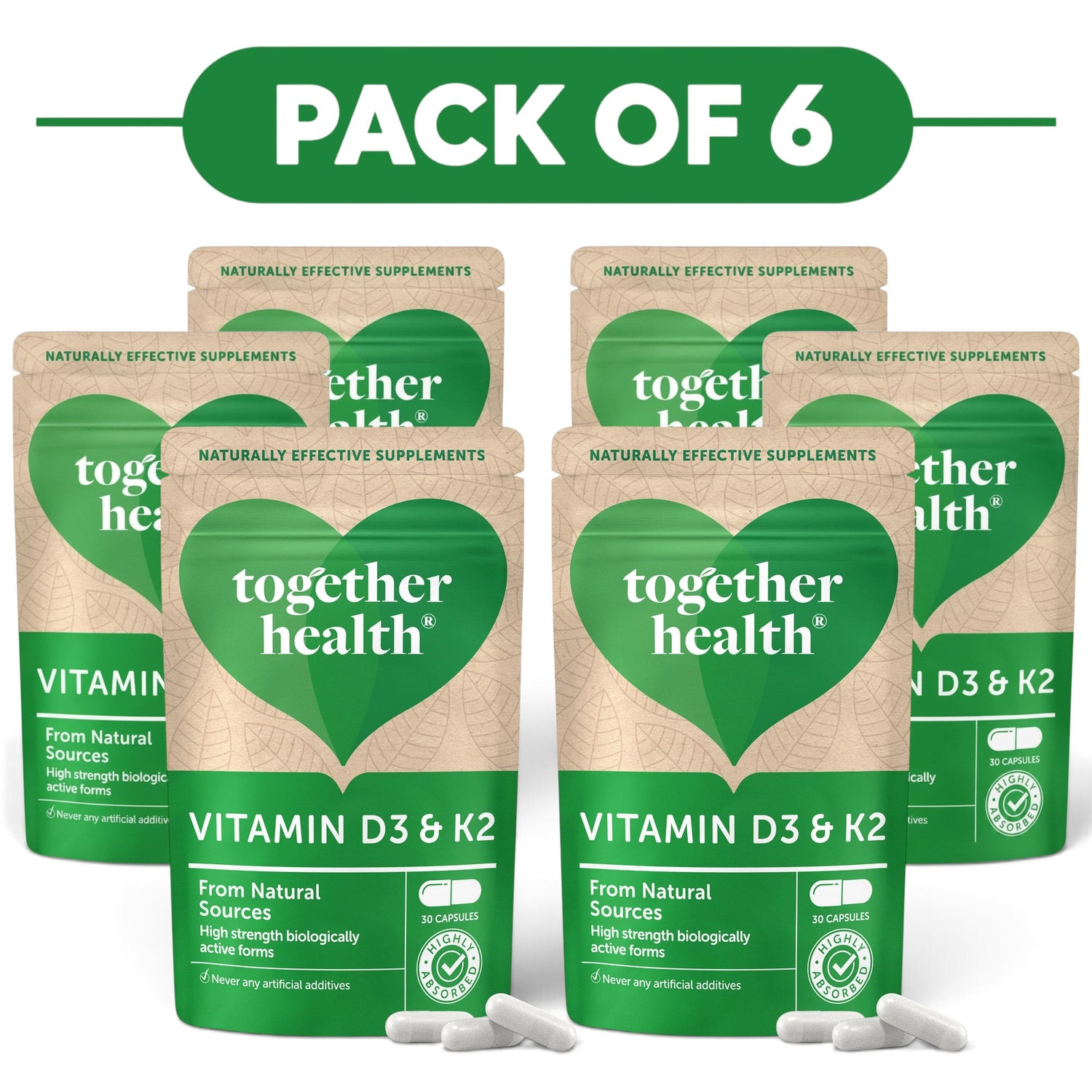 Together Health Vitamin D3 & K2 30 Capsules Pack of 6
