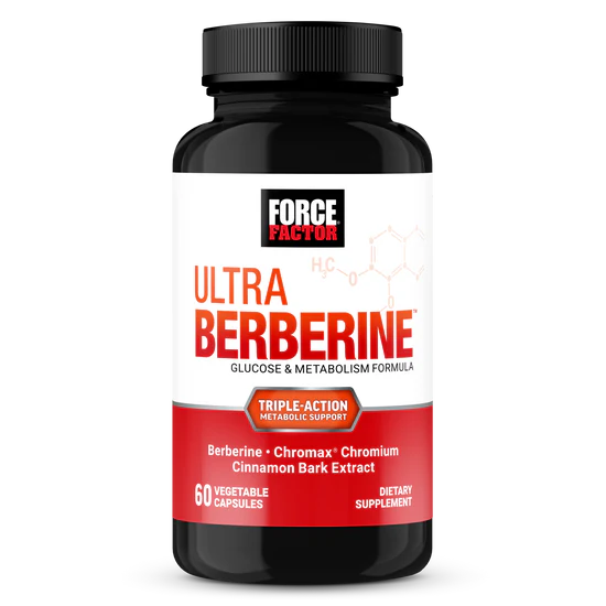 Force Factor Ultra Berberine supplement bottle on a white background