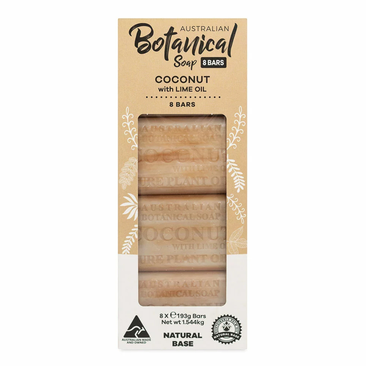 Pack of 8 Australian Botanical Coconut with Lime Oil Soap Bars.