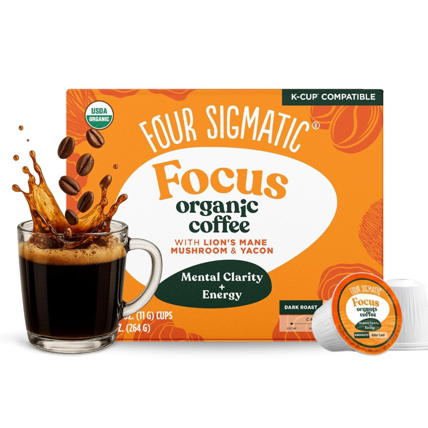 Four Sigmatic Organic Dark Roast Coffee Pods 24-Count Box.