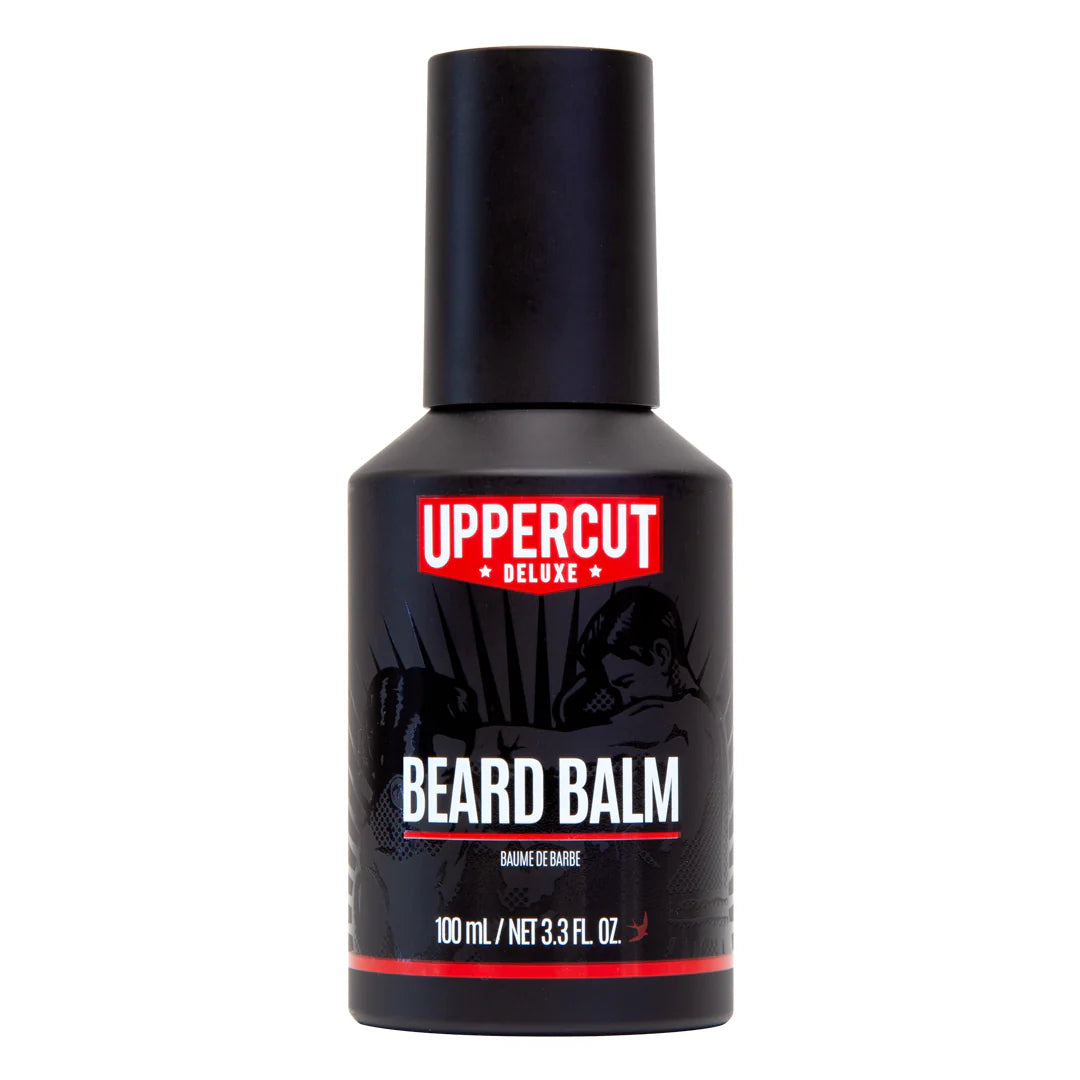 Uppercut Deluxe Beard Balm 100ml container light hold styling balm packaging