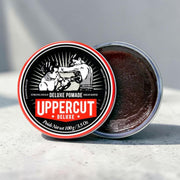 Uppercut Deluxe Pomade 100g jar strong hold high shine styling product packaging