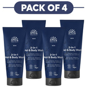 Urtekram Men 2-in-1 Hair & Body Wash 200ml Pack of 4