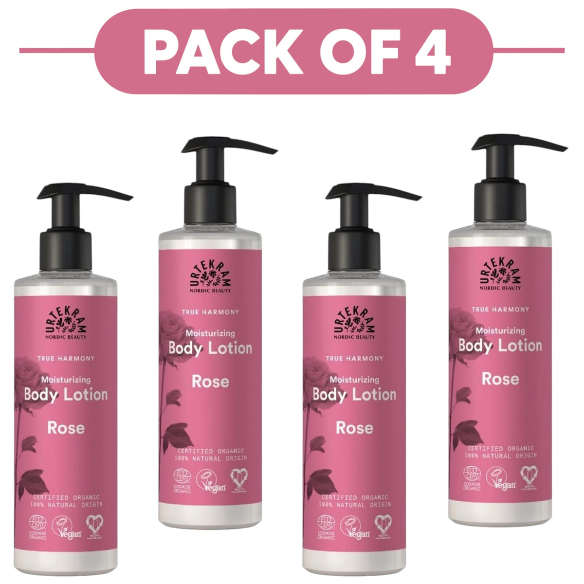 Urtekram Moisturizing Rose Body Lotion 245ml Pack of 4