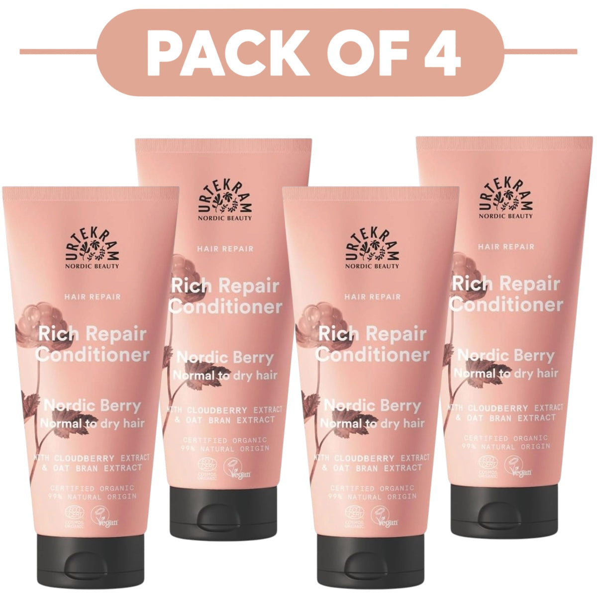 Urtekram Nordic Berry Rich Repair Conditioner 180ml Pack of 4