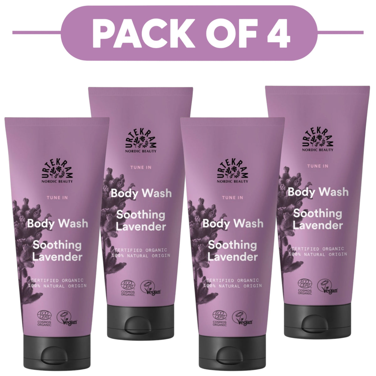 Urtekram Soothing Lavender Body Wash 200ml Pack of 4