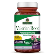 Valerian Root supplement bottle with label on a white background