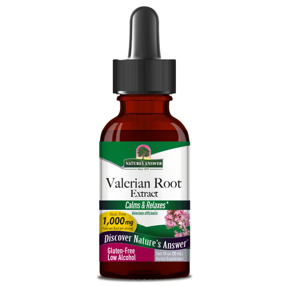 Valerian Root Extract bottle with dropper on a white background