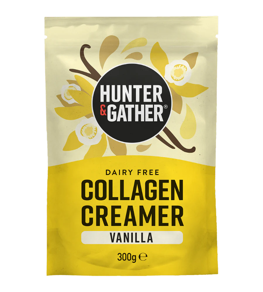 Hunter & Gather vanilla collagen creamer package on a white background