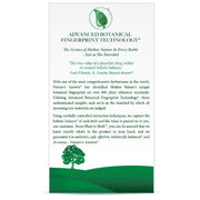 Brochure or informational sheet about Advanced Botanical Fingerprint Technology with green graphics and text.
