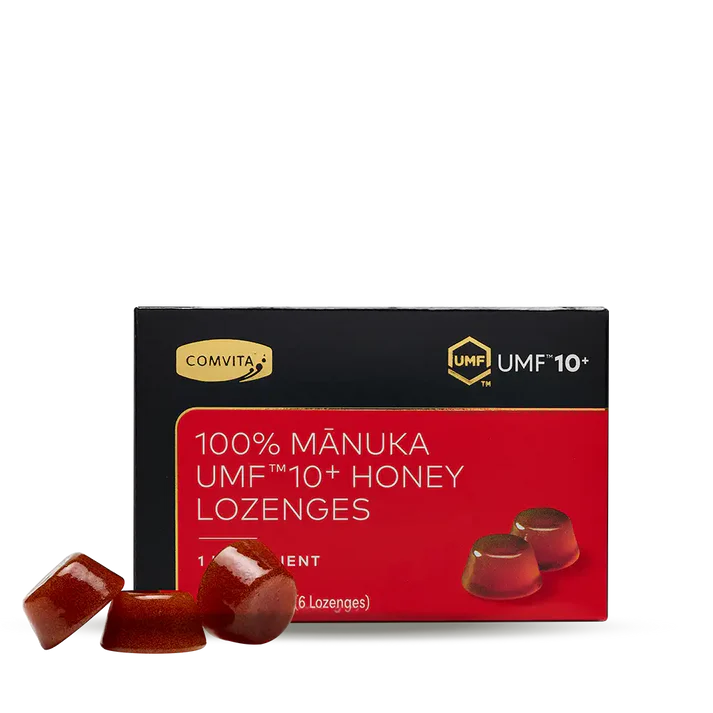 Front image: Comvita Manuka Honey Lozenges UMF 10+ pack 6 count