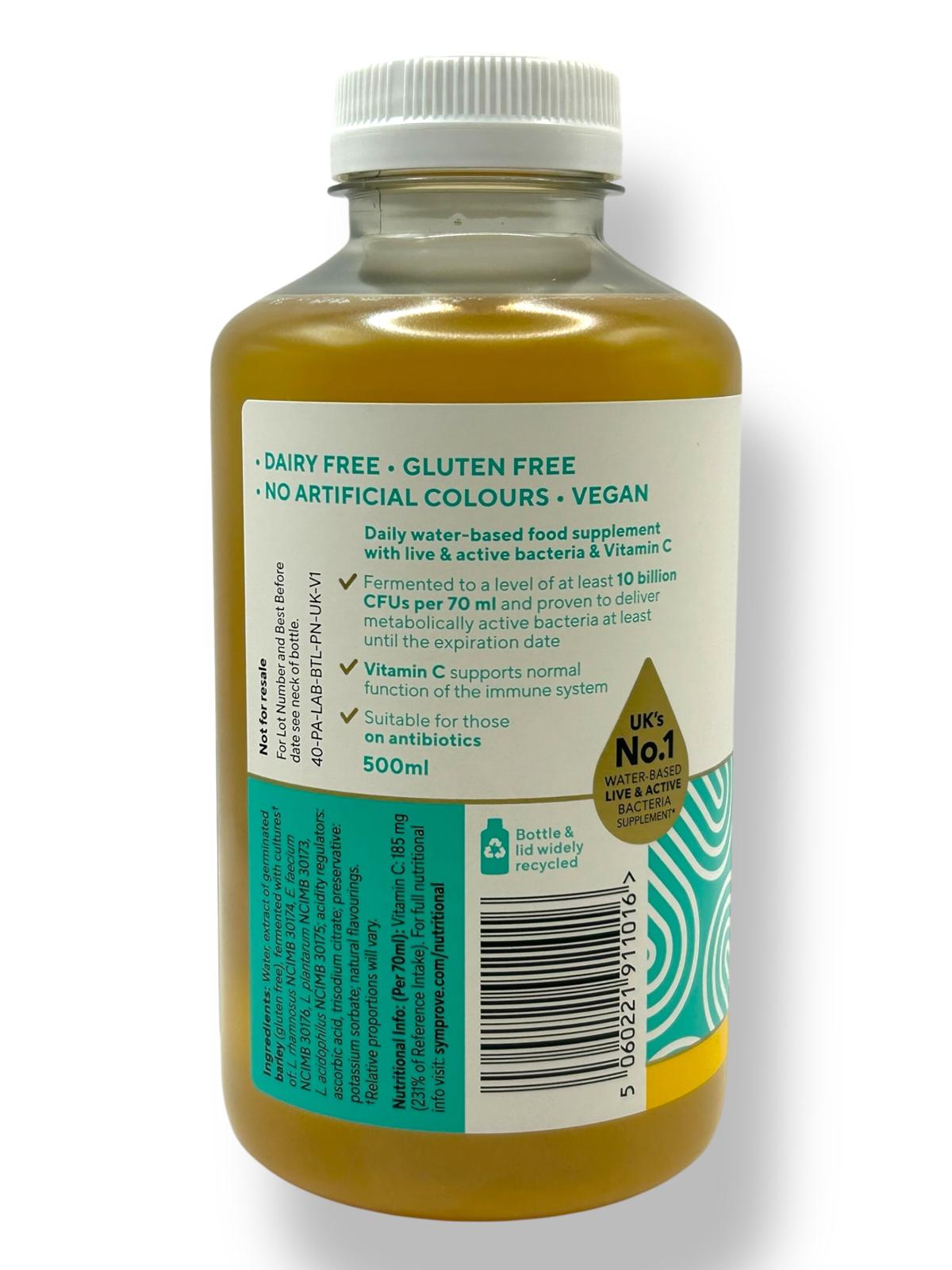 Bottle of a dietary supplement with a label on a white background