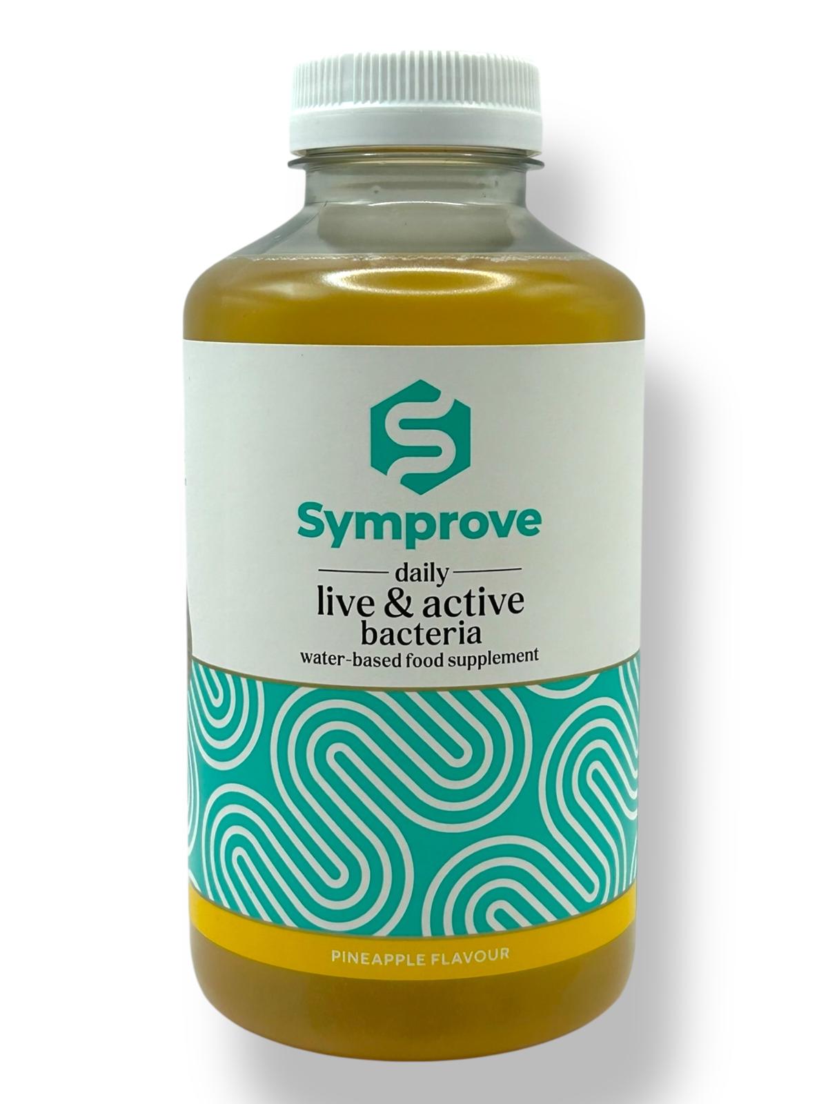 Bottle of Symprove daily live & active bacteria supplement on a white background
