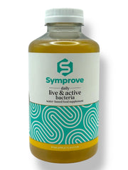 Bottle of Symprove daily live & active bacteria supplement on a white background