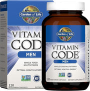 Garden of Life Vitamin Code for Men bottle & box with 120 vegetarian capsules.
