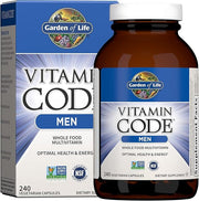 Garden of Life Vitamin Code for Men bottle & box with 240 vegetarian capsules.