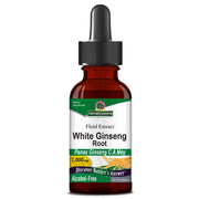 Bottle of White Ginseng Root fluid extract with a dropper on a white background