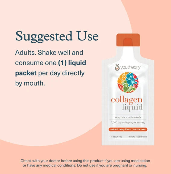 Youtheory Collagen Liquid 5,000mg – Natural Berry Flavour 30 x 30ml Pack