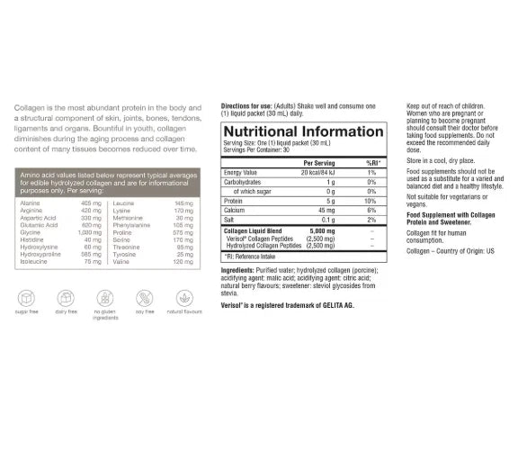 Youtheory Collagen Liquid 5,000mg – Natural Berry Flavour  30 x 30ml Pack