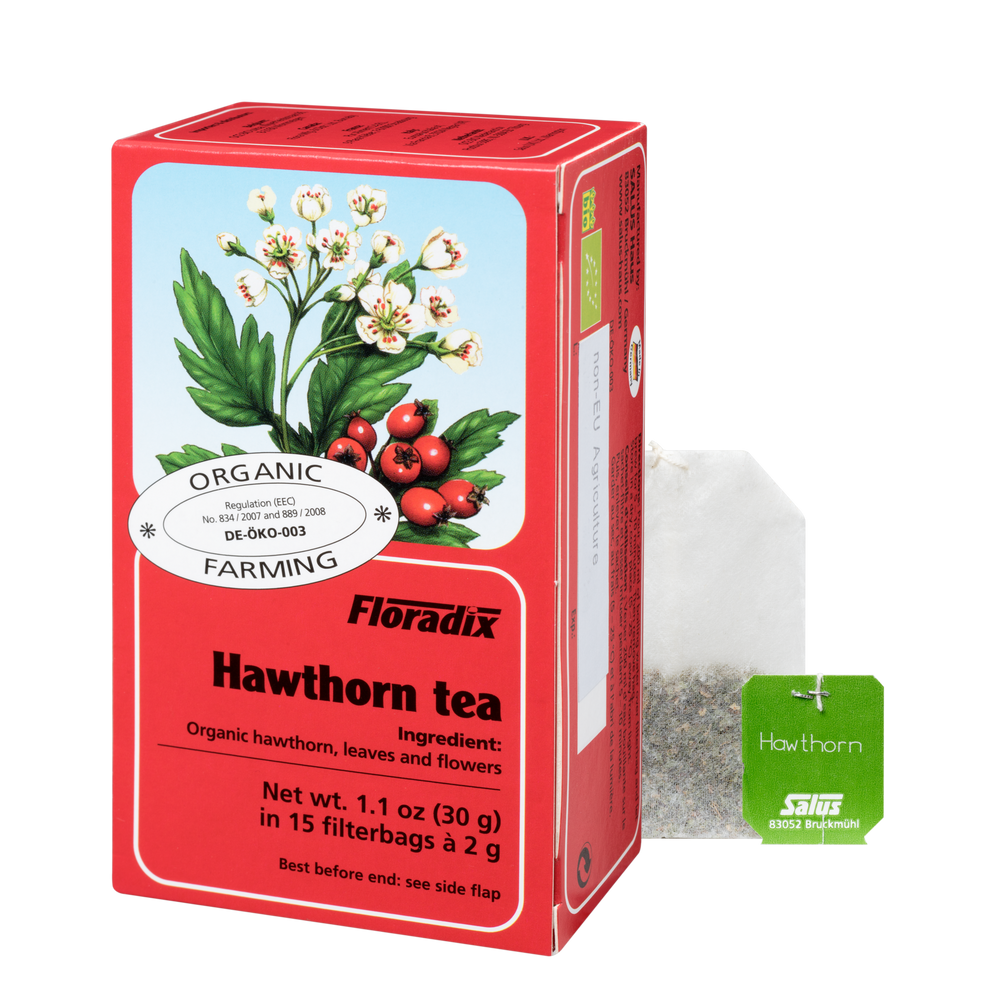 Floradix Organic Hawthorn Herbal Tea box, 15 teabags.