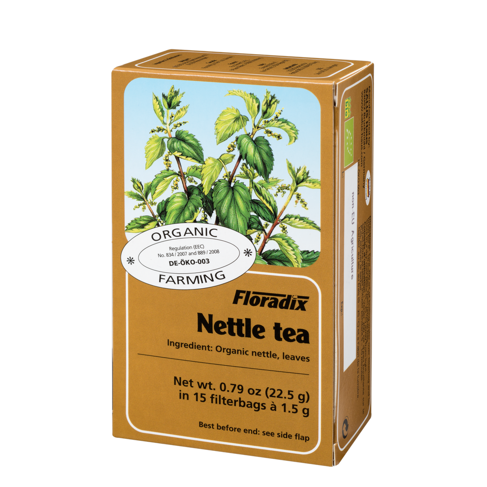 Floradix Organic Nettle Herbal Tea box, 15 teabags.
