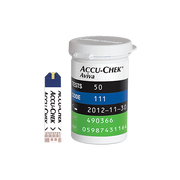 Single Accu-Chek Aviva test strip.