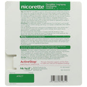 Nicorette QuickMist 1mg Freshmint mouth spray ingredients & barcode label 150 sprays