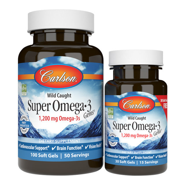 Carlson Labs Wild Caught Super Omega-3 Gems®, 130 Soft Gels