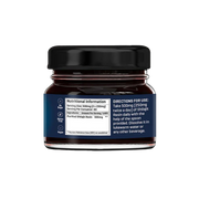 Label showing supplement facts for The Good Guru Shilajit Resin, 20g, on white background.