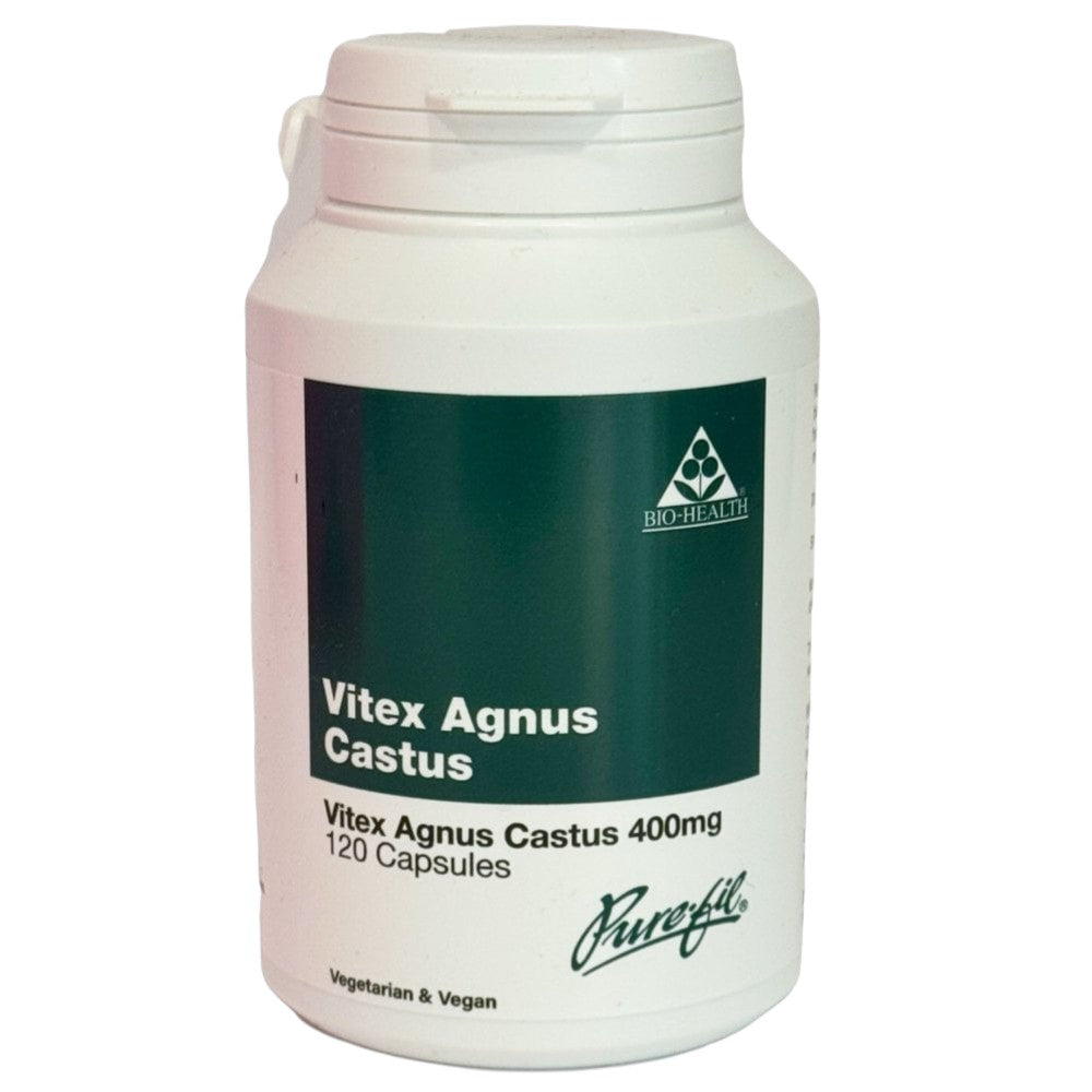 Bio-Health Vitex Agnus Castus 400mg capsules bottle vegan herbal supplement 120 capsules