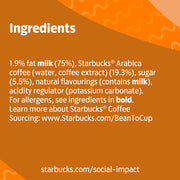 Starbucks Frappuccino caramel iced coffee ingredients label bottles pack 8 x 250ml