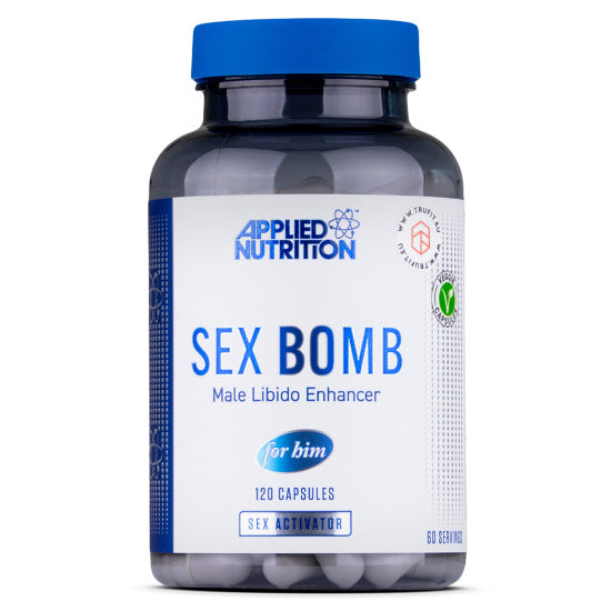 Front of Applied Nutrition Sex Bomb for Him bottle, 120 capsules.