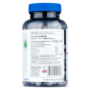 Supplement label & barcode showing key ingredients: Ashwagandha, Maca, Muira Puama.