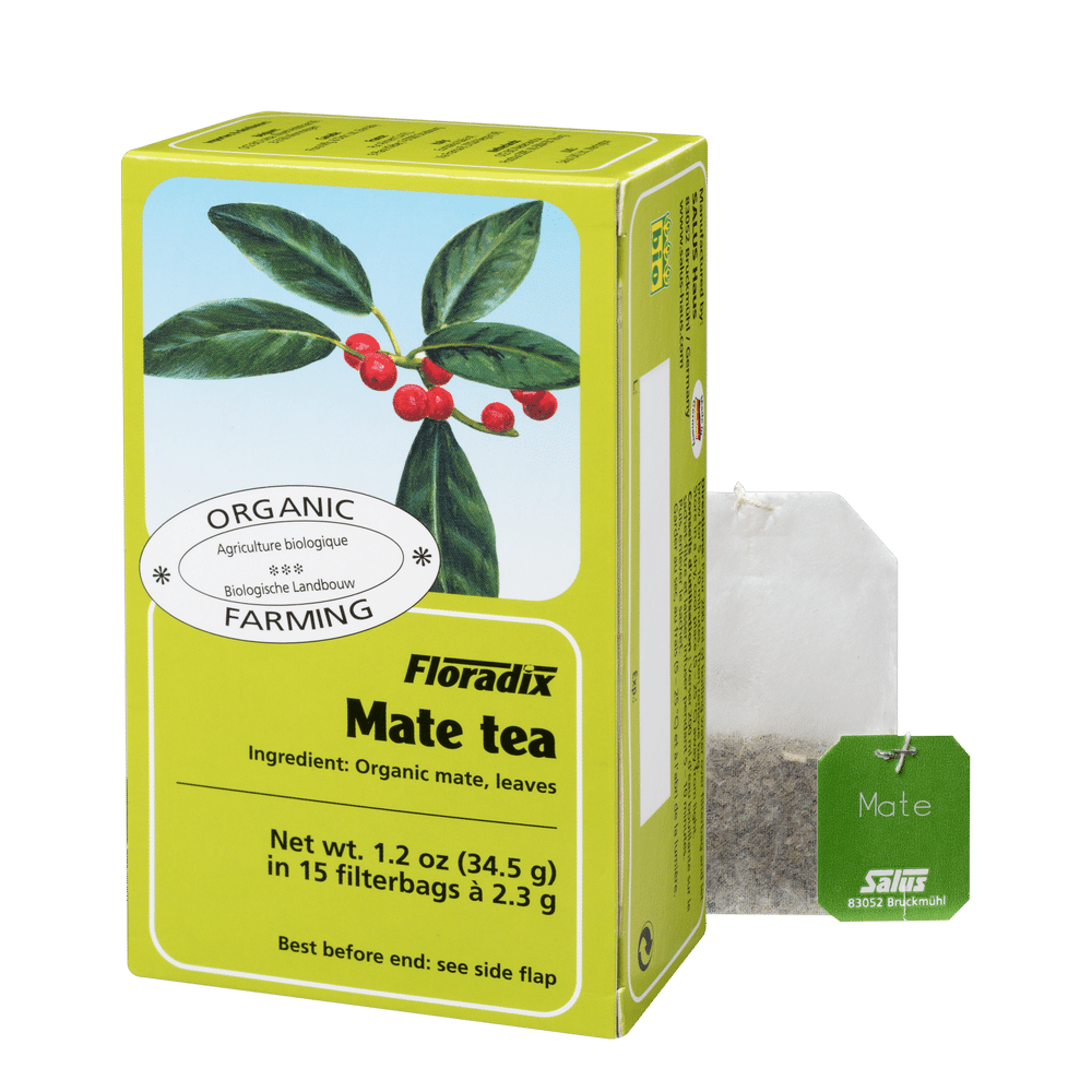 Floradix Organic Mate Herbal Tea box, 15 teabags.